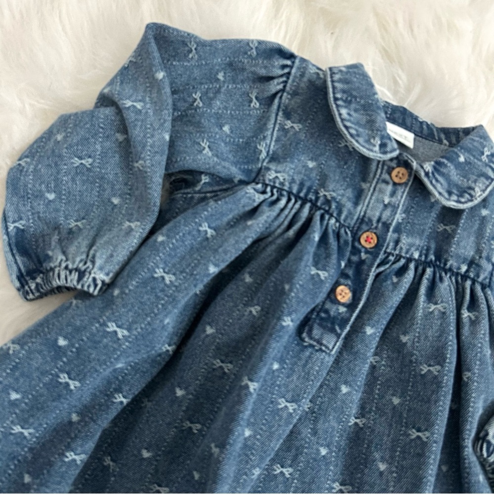 NEXT Baby Denim Dress | 12–18 Months | Peter Pan Collar - Picture 3 of 6